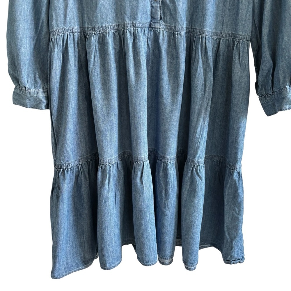 Tommy Hilfiger Tiered Chambray Shirtdress Size 6 Casual Western Boho Cottagecore - Picture 4 of 16